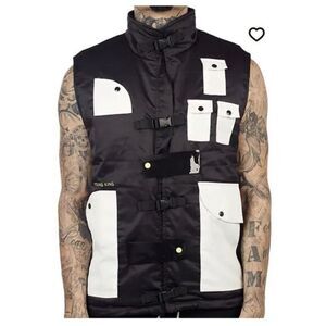 NWT The Hideout Clothing Men’s Black White YK Tech Puffer Vest - Size Large